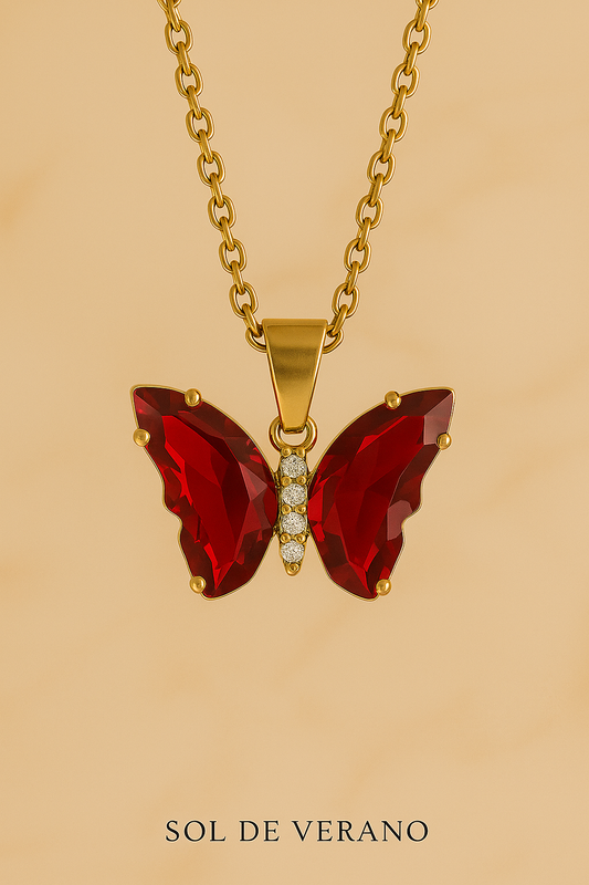 Collar Mariposa Rojo