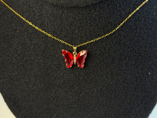 Collar Mariposa Rojo